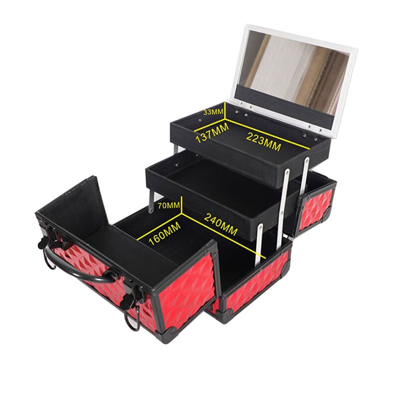 Professionelle Aluminium Legierung Make-Up Box Organizer Reise Kosmetische Fall Nagellack Schmuck Lagerung Box Schönheit Organisation