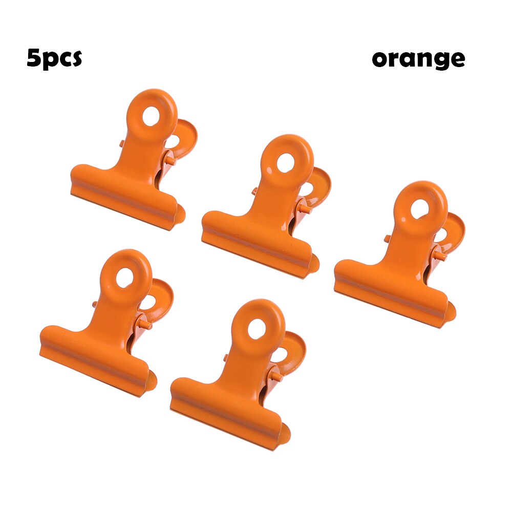 6/5Pcs Stainless Steel Binder Clip Metal Bag Clips Letter Paper Photo File Clamps Calendar Food Sealing Tools Kitchen Supplies: orange