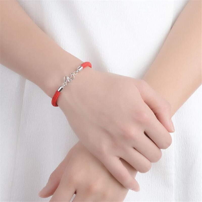 Kofsac Mode 925 Sterling Zilveren Armbanden Voor Vrouwen Leuke Hond Hanger Goede Geluk Rode Touw Armband Dame Sieraden