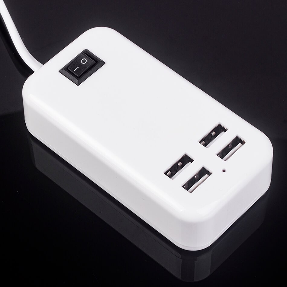 GHAOK 4 ports USB chargeur Mini Station de charge intelligente 5V2. 1A * 4 Max sortie 15W chargeur de bureau pour chargeur de téléphone intelligent
