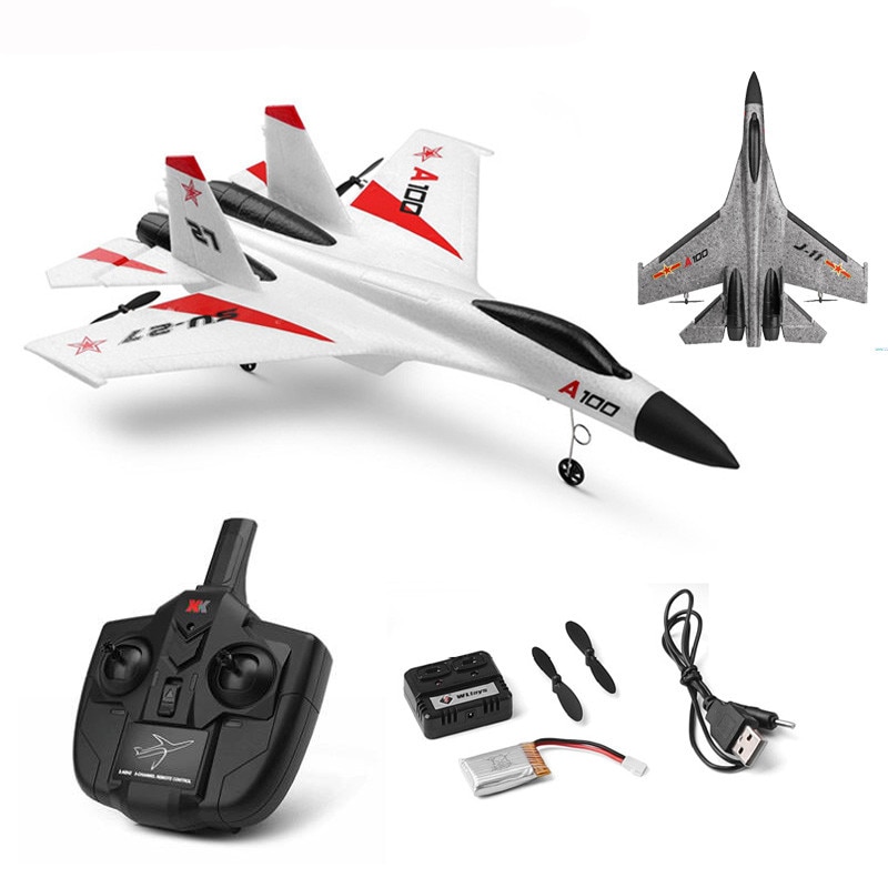 Wltoys XK A100-SU27 RC Vliegtuig 2.4G 340mm 3CH Vliegtuig Fixed Wing Vliegtuigen Outdoor RC Speelgoed Vliegende Afstandsbediening vliegtuig Kinderen