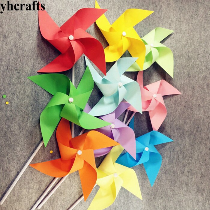 Jouets pour printemps, moulin à vent en papier, 10 couleurs, bricolage, amusement familial, arts et artisanat à l'école maternelle, jouets éducatifs, OEM