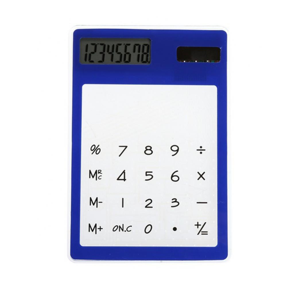 Mini Student Calculator Slim Solar Powered Mathematics Ultra Transparent LCD Touch Screen