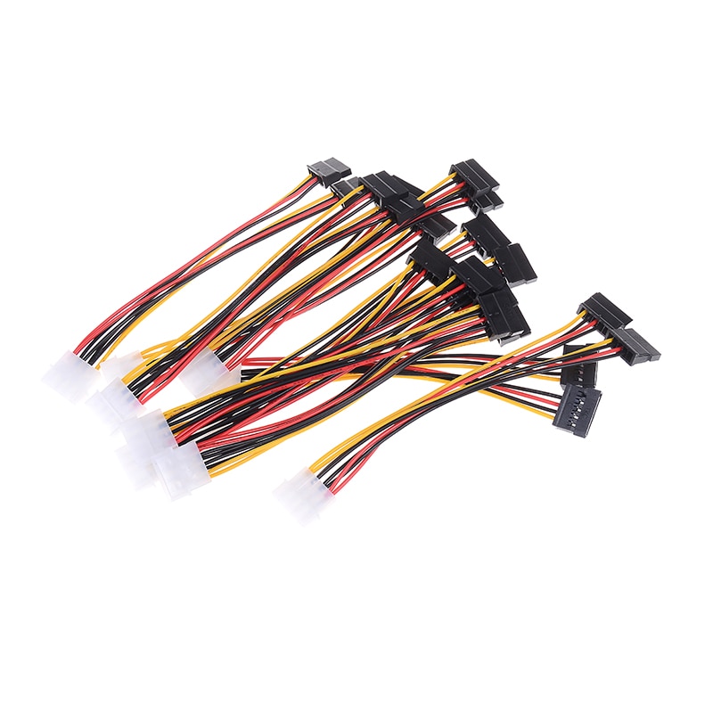 10pcs 4 Pin IDE Power Splitter 1 Male to 2 Female ATA / SATA Power Cable Y Splitter Hard Drive Power Supply Cable Computer Cable