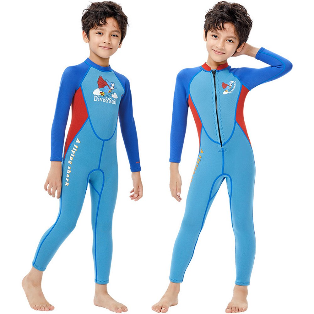 2.5mm Neoprene Wetsuit for Kids Boys Long Sleeves Sun Protection Children Diving Suits Surfing Underwater Swimming Training