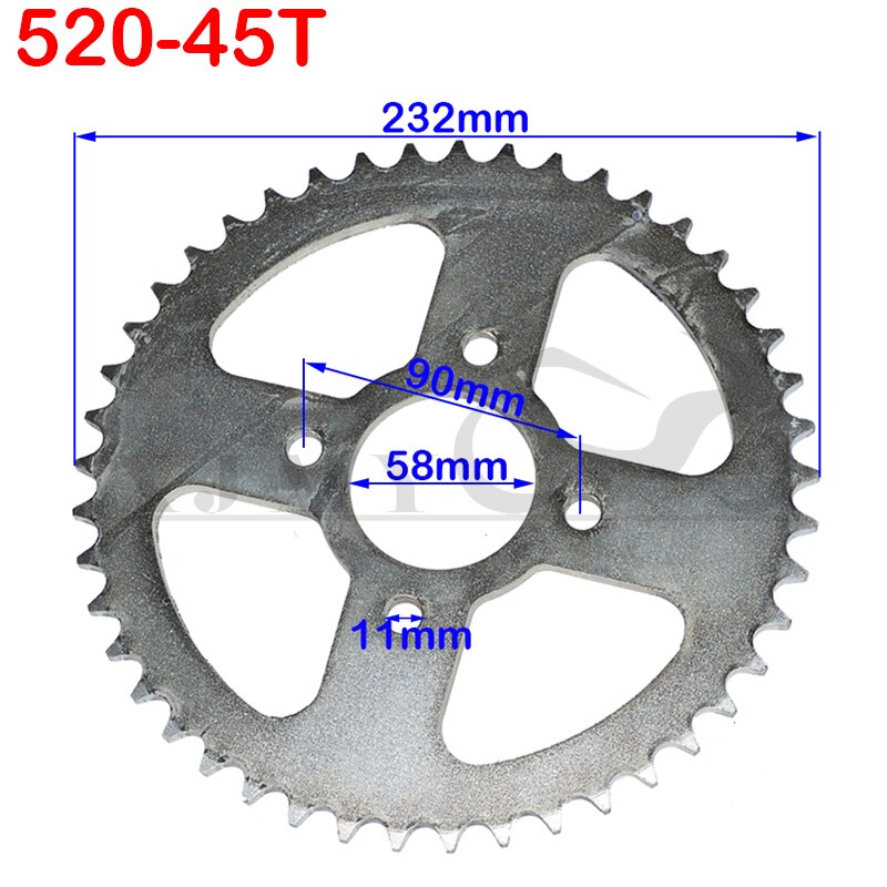 520 Chains 43T/45T/47T/49T Motorcycle Chain Sprockets Rear Back Sprocket For ATV Quad Pit Dirt Bike Motorcycle Motor Moped: 520-45T B