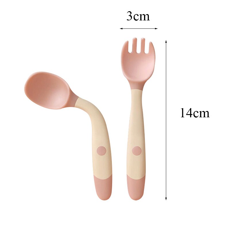 Baby Spoon Fork Set Toddler Infant Bendable Silicone Soft Spoons Learning Tableware Safe Feeding Flatware with Storage Box
