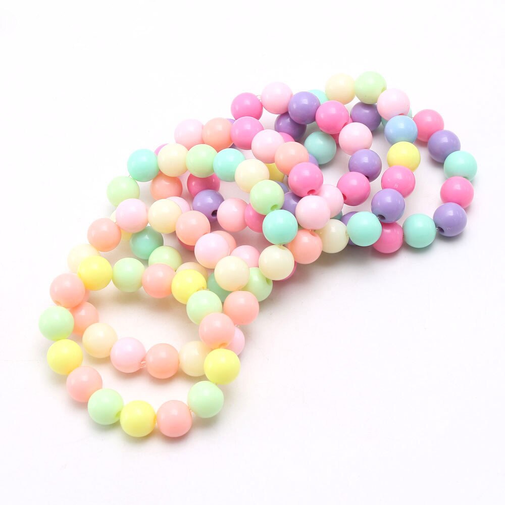 1 pièces/coloré acrylique perles Bracelets filles bébé élastique perlé Bracelets pour fête enfants enfant bijoux