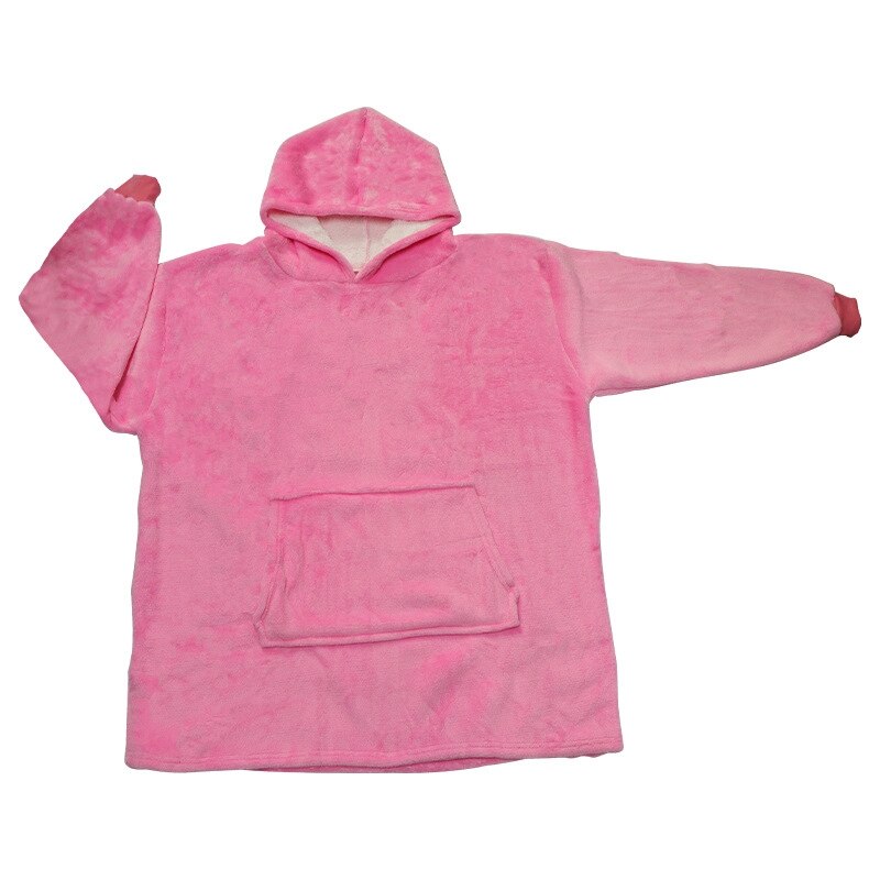 Microfiber Pluche Coral Fleece Sherpa Deken Met Mouwen Super Zachte Warme Outdoor Pocket Hoodie Volwassen Winter Hooded Tv Deken: Pink TV Blanket