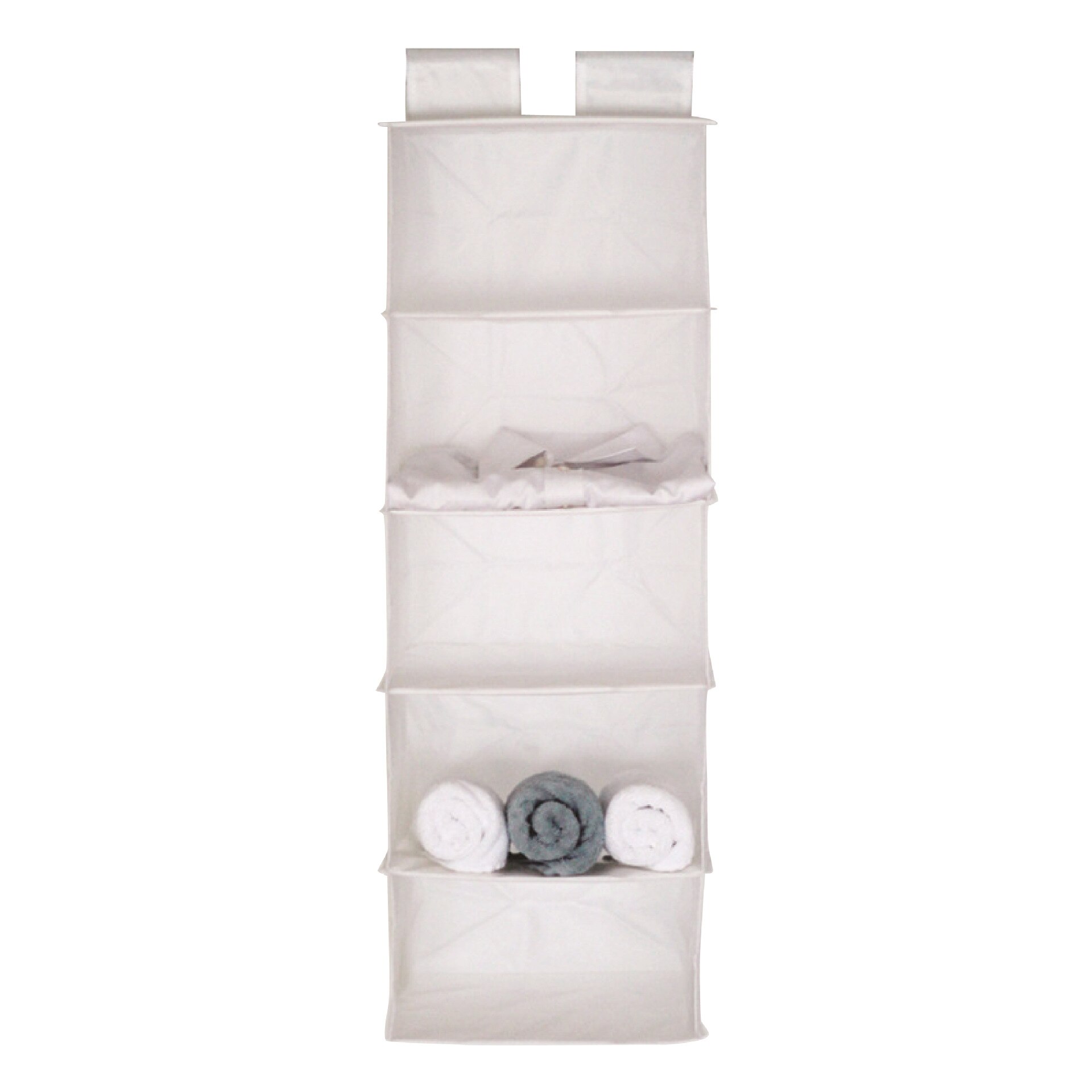 White 5 Layers Hanging Storage Bag Closet Wardrobe Organizer Bedroom Clothing Organizer For Closet Oxford Fabric Room Organizer: Light Grey