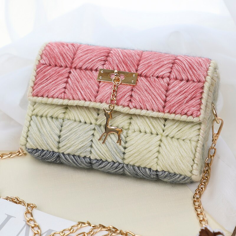 Wol Hand-Geweven Zak Opbergtas Decoratieve Gehaakte Diy Materiaal Pakket Accessoires: 8