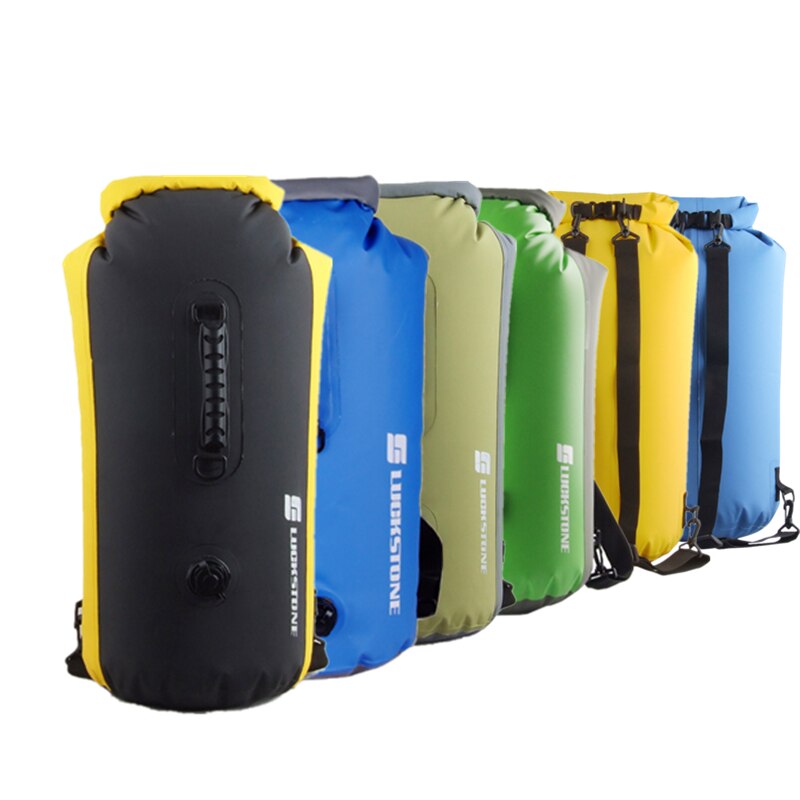 25-60l ipx 7 vanntett svømmepose oppblåsbar snorkling rafting drivende dykking tørr bag ryggsekk ting sekk