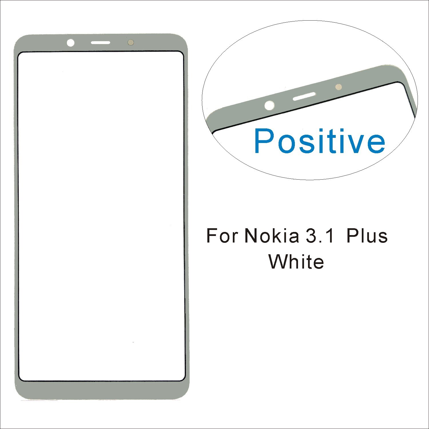 5.5'' (No Mobile Touch Screen) Outer Glass For Nokia 1 Plus 2.1 2.3 3.1 Plus 5.3 6.1 6.2 7.2 Front Glass Panel cover Replacement: 3.1Plus White