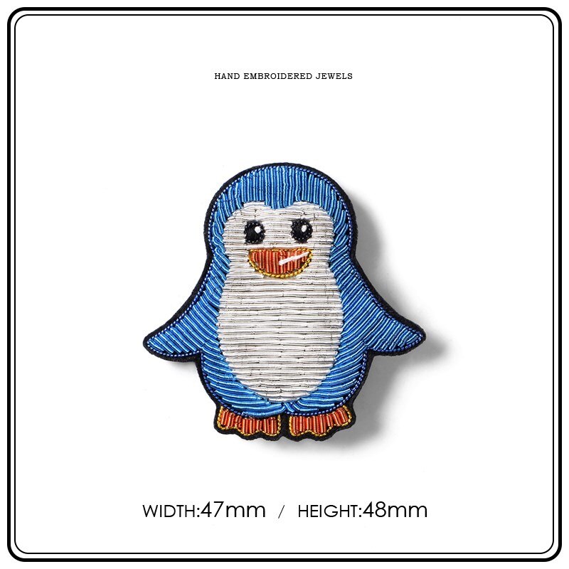 Cartoon Pinguin Brosche Nette Japanischen Abzeichen Handgemachte Stickerei Pin Feste Kleidung Zubehör Anti-licht Schnalle Dekoration