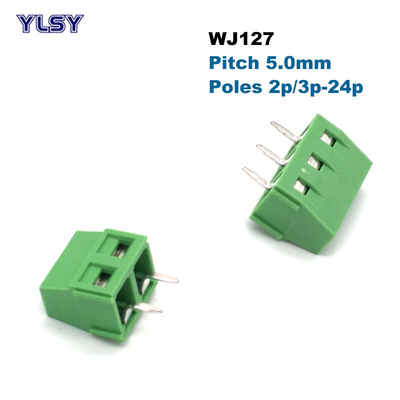 5Pcs Pitch 5.0mm PCB Screw Terminal Block Wire Connector Straight Right Angle Pin 2/3P Morsettiera Cable 1.5/2.5mm2 10-20A: WJ127 / 3P
