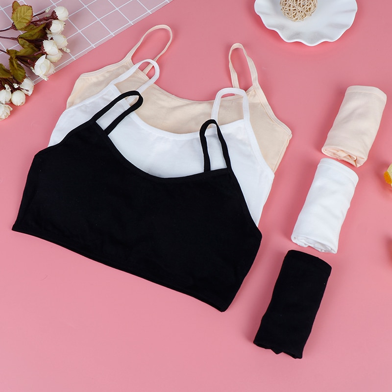 Girl Clothing Training Bras Set Puberty Young Girls Cotton Children Sport Underwear Teenagers Student Camisole Vest Set