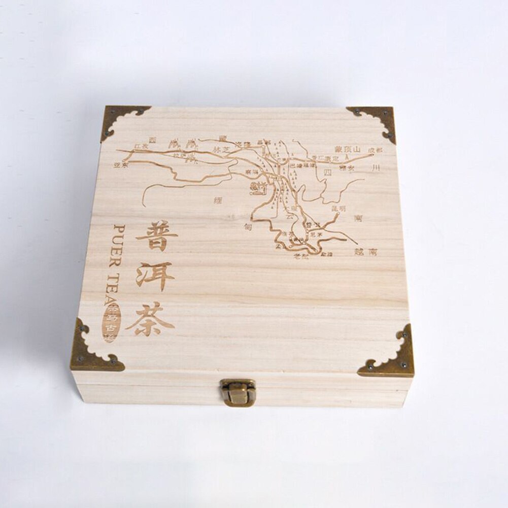 Wooden Tea Box Pallet For Puer Top Lid Cover Carving Clamshell Wrap Home Teabags Storage Container Restaurant DIY Solid