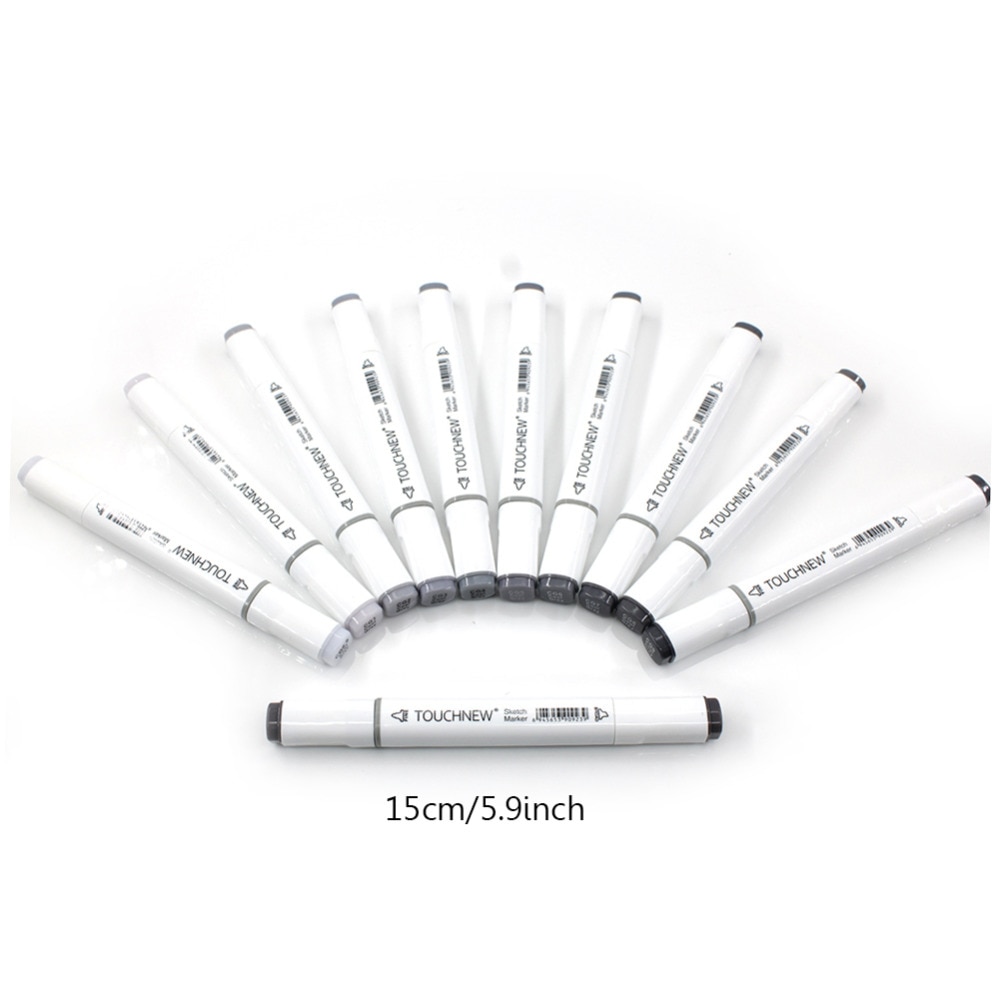 Touchnew Marker Pen 6/12/30 Colors Grey Colors Art Markers Double-Tip Sketch Markers Alcohol Based Ink Tones Art Supplies