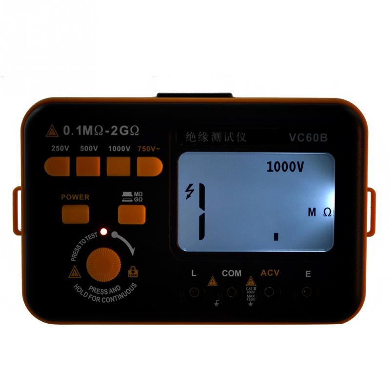 1 ensemble MegOhm mètre VC60B LCD testeur de résistance d'isolation numérique MegOhm mètre testeurs mesure pour produit chimique