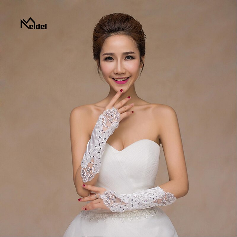 Guantes de encaje sin dedos para dama de honor, accesorios de boda, guantes blancos, accesorios de vestir