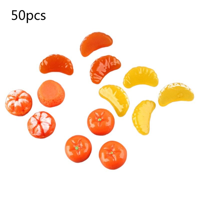 50Pcs Cute Mini Orange Petals Fruit Resin Flat Back Cabochon Miniature DIY Charm