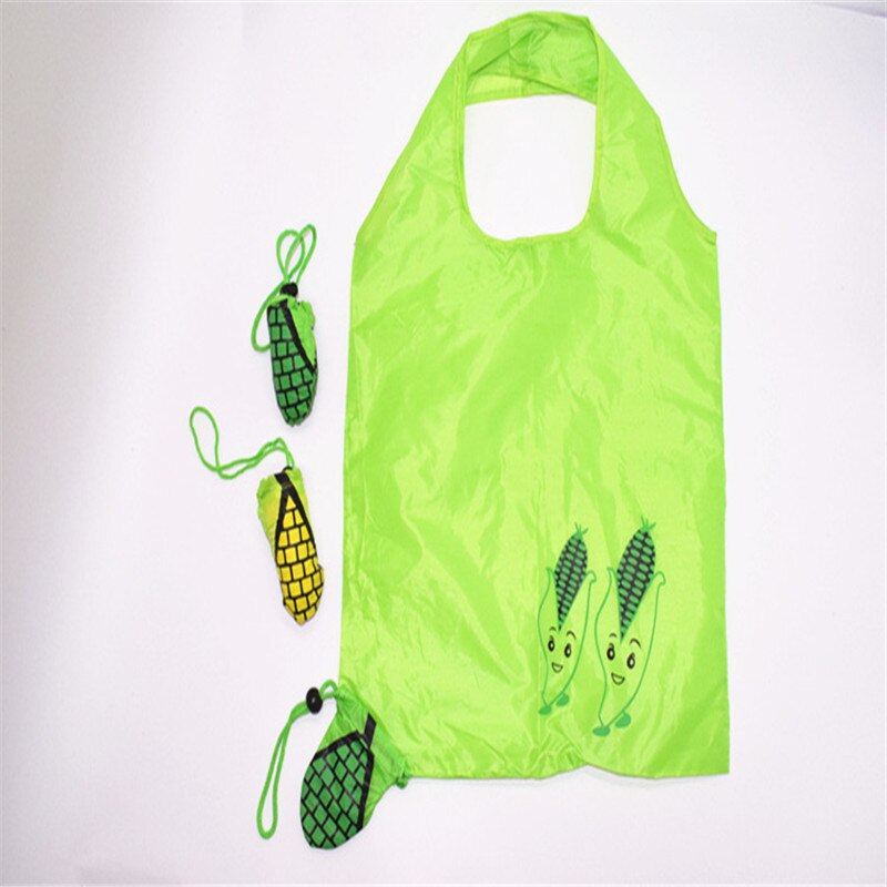 Eco Opslag Handtas Rose Bloemen Vorm Opvouwbare Boodschappentassen Herbruikbare Vouwen Kruidenier Nylon Grote Zak Leuke Tote Pouch 1 stuks: corn