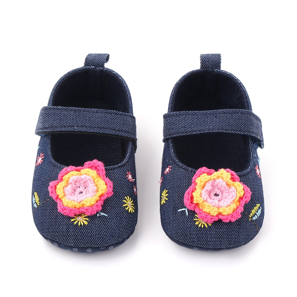 Baby Girls Woolen flowers Shoes Spring Toddler Embroidered Princess Shoes Bow Soft Sole Newborn Baby First Walkers