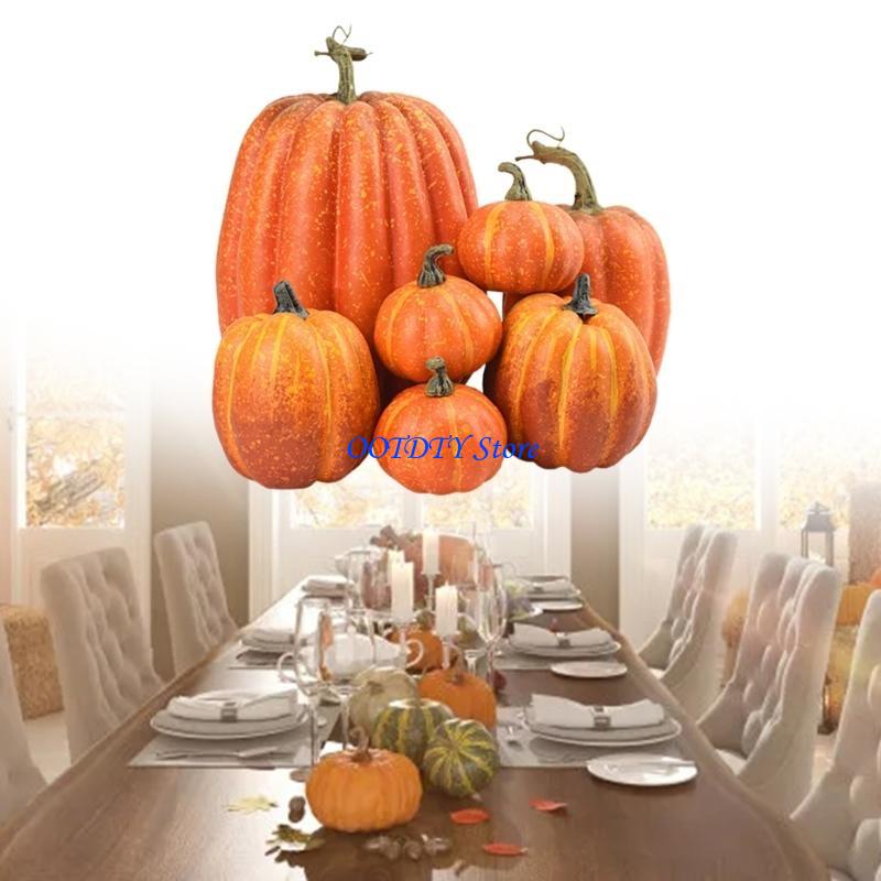 367A Halloween Fall Harvest Festival Conjunto decoração para casa com 7 abóboras espuma