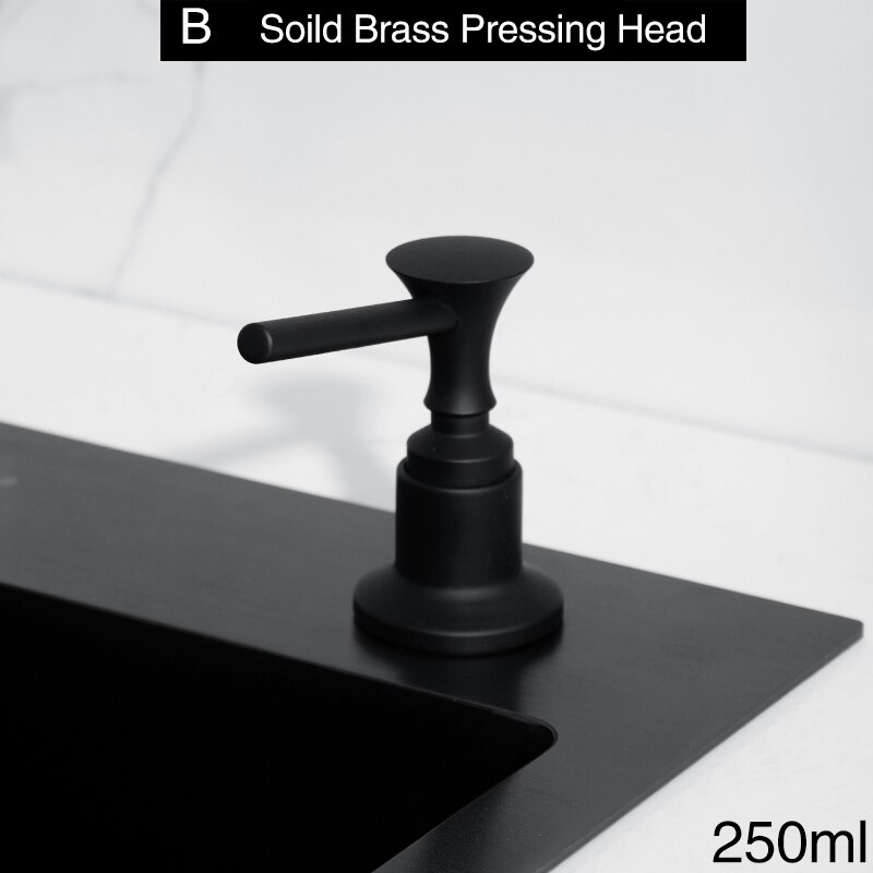 250ml kitchen sink soap dispensers pump brass + ABS plastic bottle liquid hand wash black kitchen sink soap dispenser: B