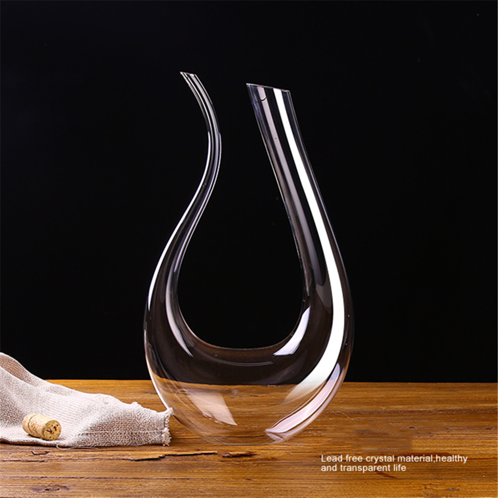 1500ml Big Decanter Handmade Crystal Red Wine Decanter Brandy Champagne Glasses Decanter Jug Pourer Aerator for Family Bar: U-shape