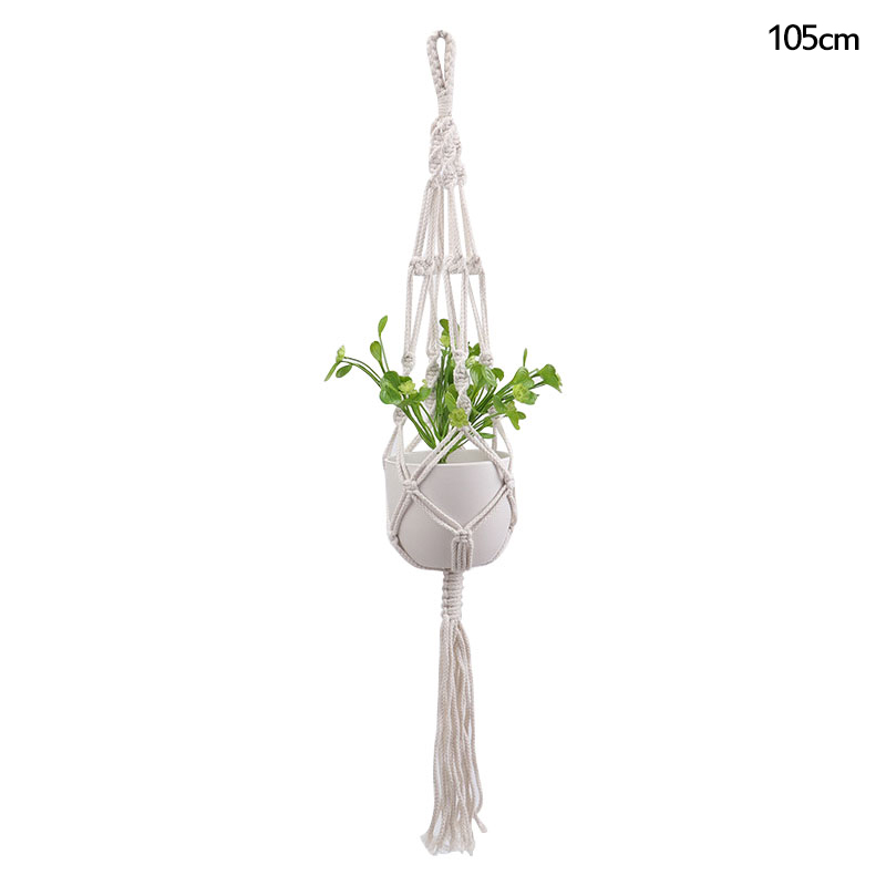 Panier suspendu en corde de coton et de chanvre pour plantes, Pot de fleur en macramé fait à la main, cintre pour plantes, fournitures de décoration intérieure et extérieure pour jardin de maison: Bourgogne