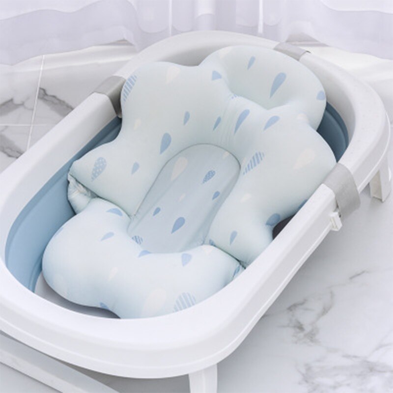 Baby Douche Bad Pad Antislip Bad Seat Ondersteuning Mat Pasgeboren Veiligheid Bad Ondersteuning Kussen Opvouwbaar Soft kussen: water drop cloud