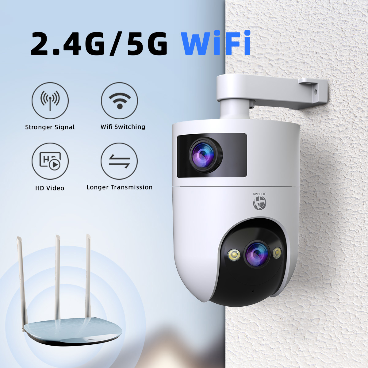 Jooan WiFi Surveillance Camera Dual Lens 4K 8MP HD Outdoor IP Camera AI Tracking Security Protection Wireless Smart Baby Monitor