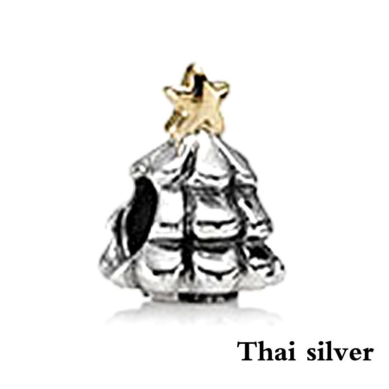 NEUE Thai Silber Retro Weihnachten Baum Schneeflocke Bär Eule Blume Liebe Perlen Clip Charme Original Begrenzte Edition Schmuck: PDLLW0403