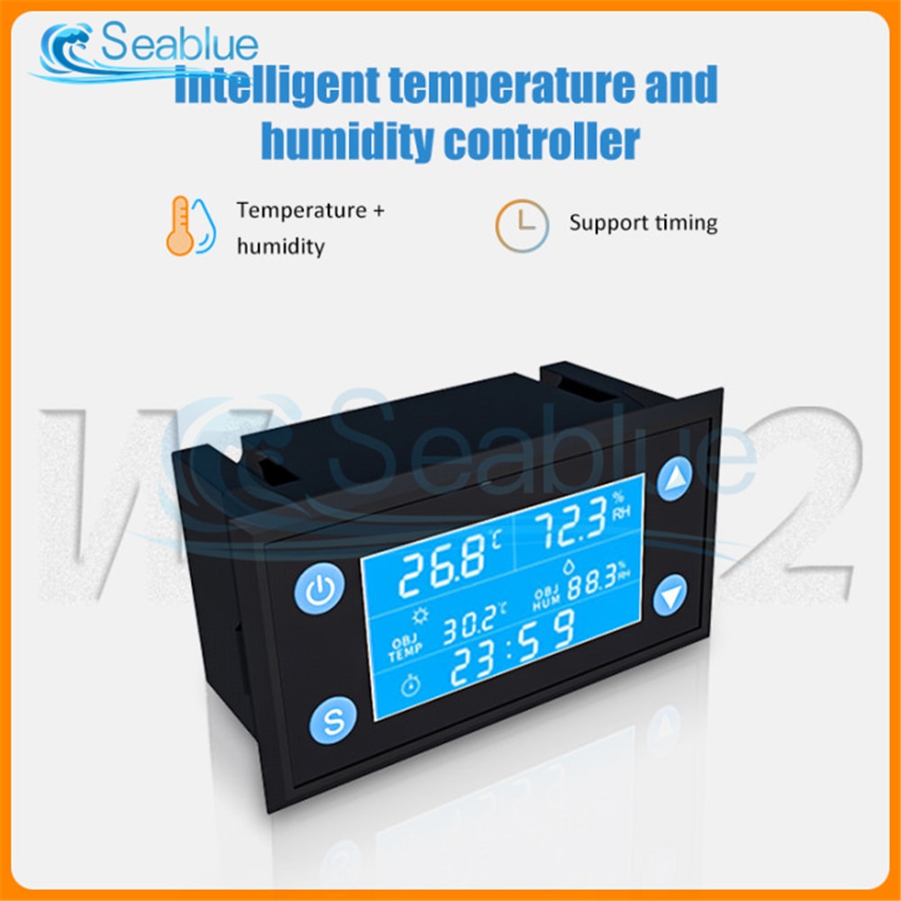 Controlador Digital de temperatura y humedad W1212, SONDA DE Sensor SHT20 LCD para incubadora, termostato de Acuario, 110V-220V