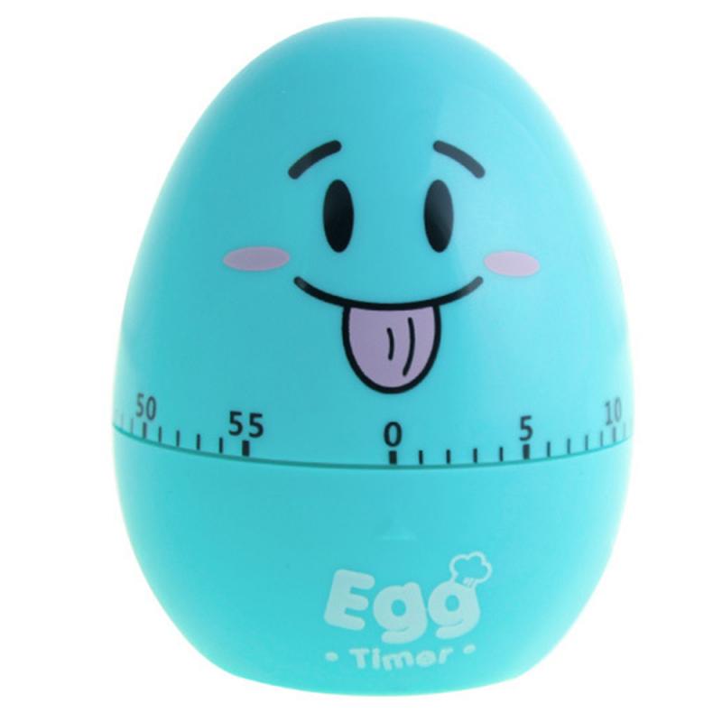 Fun Kitchen Egg Timer 60 Minutes Cartoon Cute Cooking Clock Alarm Clock Mechanical Home Decoration: Blue