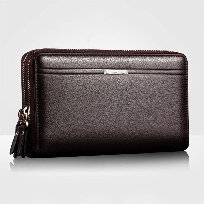 Luxe Mannen Portemonnee Lange Clutch Portemonnee Grote Capaciteit Dubbele Ritsen Portemonnee Mannelijke PU Lederen Portemonnee Mannen Zakelijke Portemonnee: Default Title