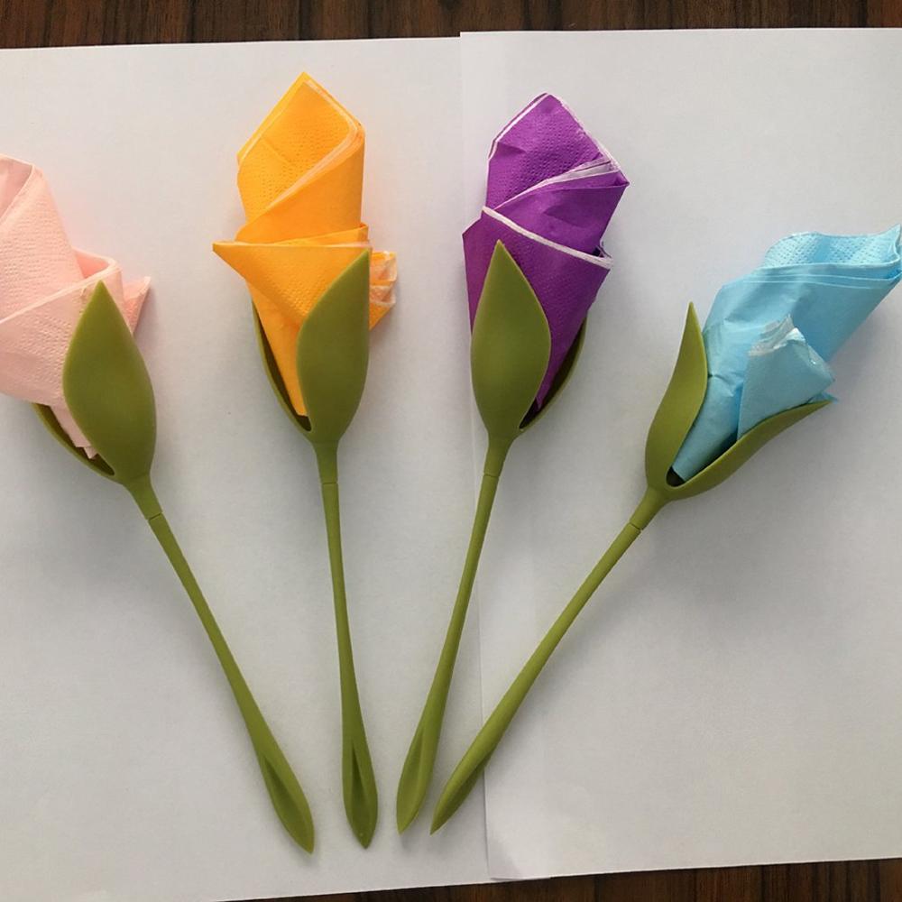 Sweettreats plast twist blomst serviet holder origami blomster serviet holder rose væv blomst værktøj rulle blomst serviet holder