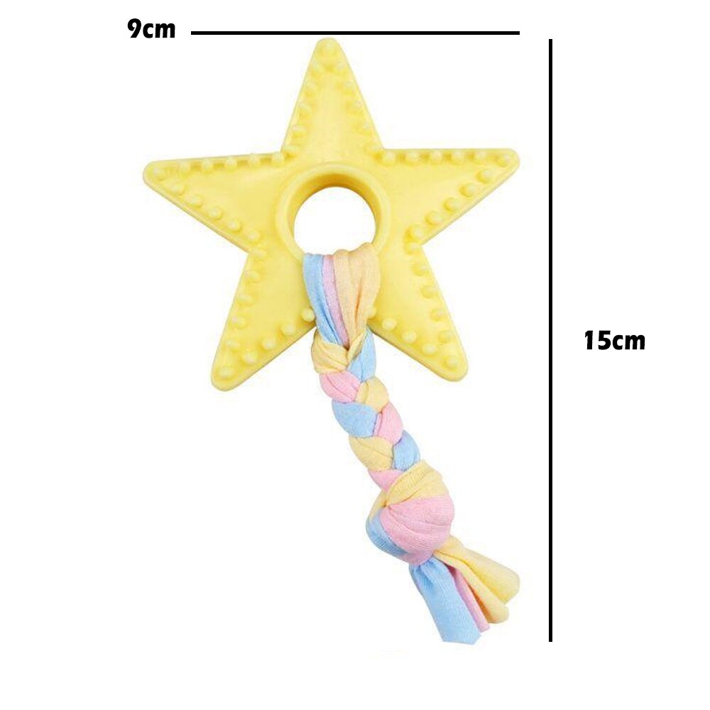 Macaron Rubber Dog Chew Toys Bone Shape Dog Chewing Toys for Large Small Dogs Teeth Clean Interactive Large Puppy Dogs Ball Toy: Yellow 4