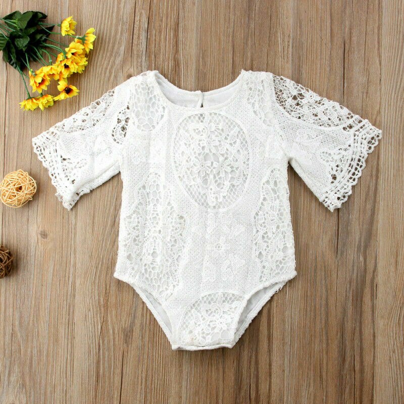 Sommer tumling baby pige bodysuits tøj blonde blomster bodysuit jumpsuit outfits 0-24m 3 farver