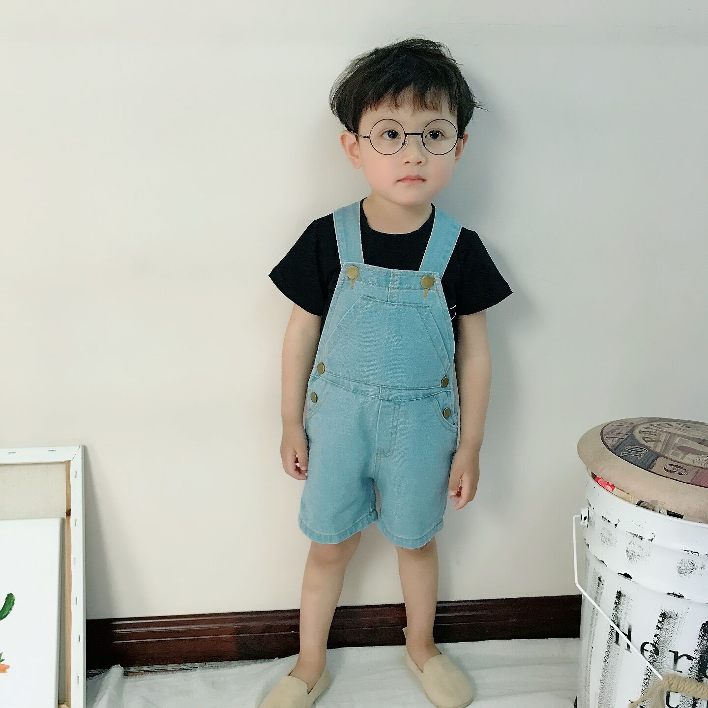 Børn sommer overalls shorts baby drenge jeans bukser børn bukser denim jean baby piger seler korte jeans