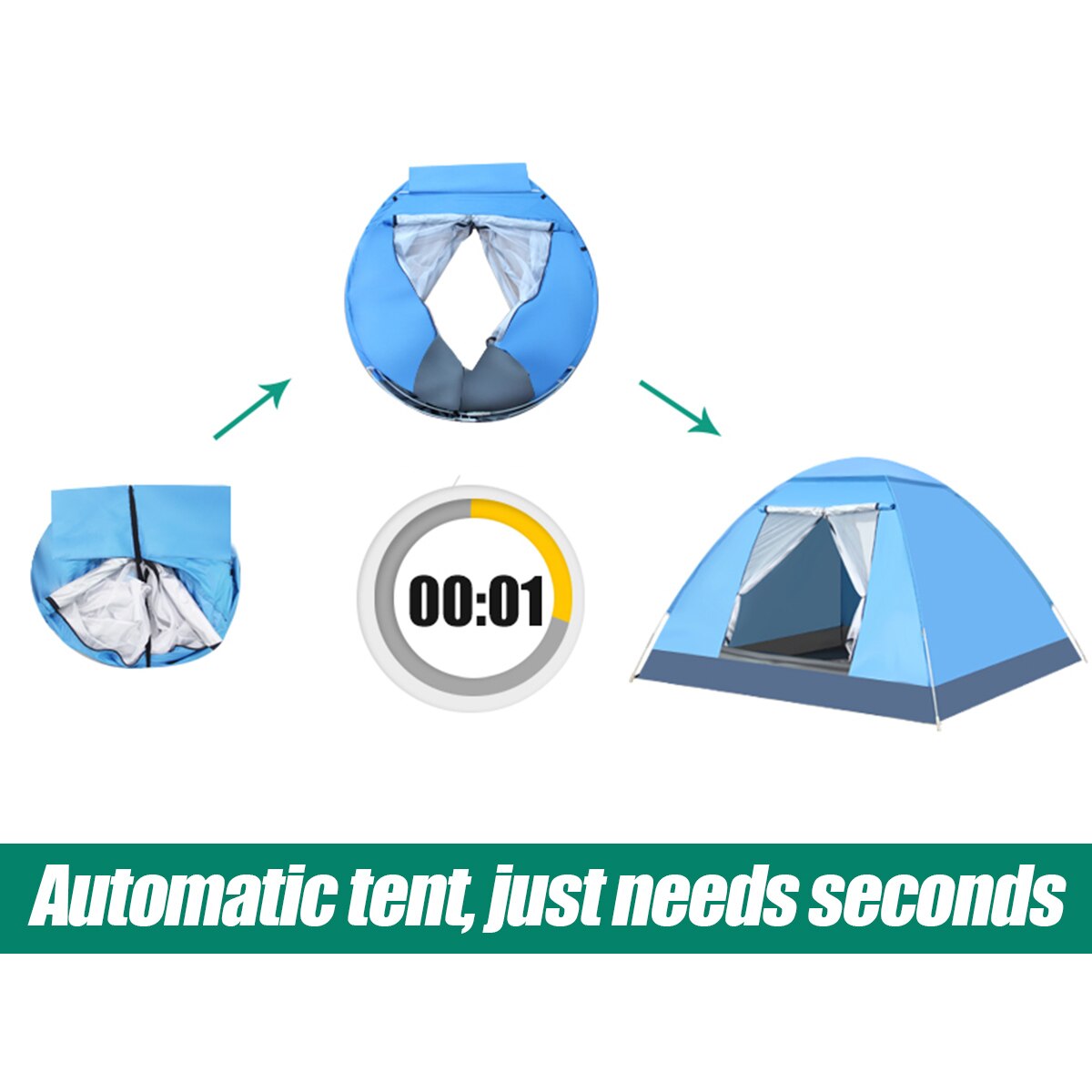 Automatic tent. 4 local tourist tent. Automatic tent leisure camping, raincoat tent. Folding tent for hiking. Easy instant