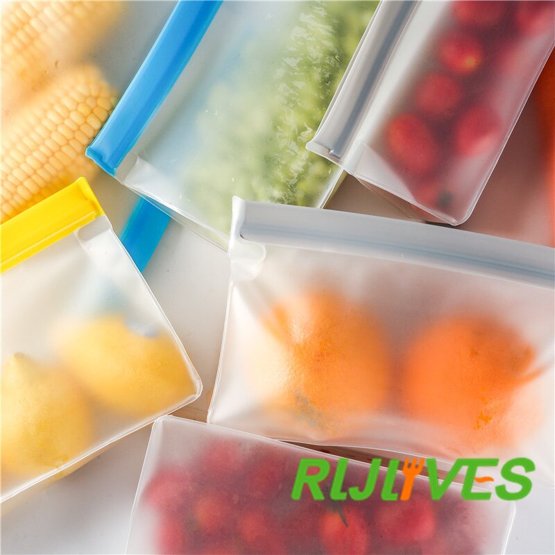 Sac de conservation des aliments en PEVA, sacs frais debout, Zip Silicone réutilisable déjeuner fruits tasse étanche réfrigérateur bol de légumes