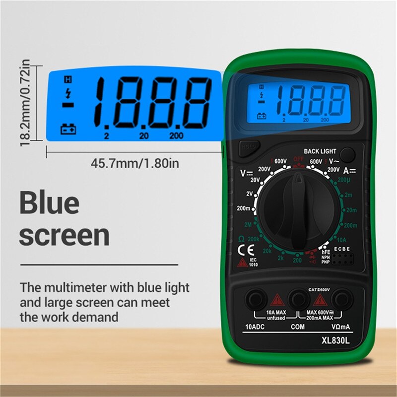 XL830L Multimeter LCD Digital Multimetro /DC Ammeter Voltmeter Tester Meter Protect With Probe