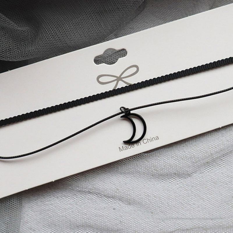 Gargantilla de cadena de cuello corto con estrella negra Simple de doble capa para niñas, collar gótico con dije de para mujer, joyería para amigos