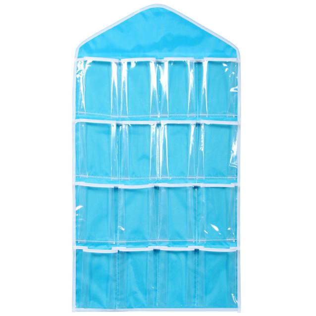 Top Selling Wardrobe 16Pockets Socks Clear Hanging Bag Bedromm Organizer Tools Underwear Bra Storage Organizers: B