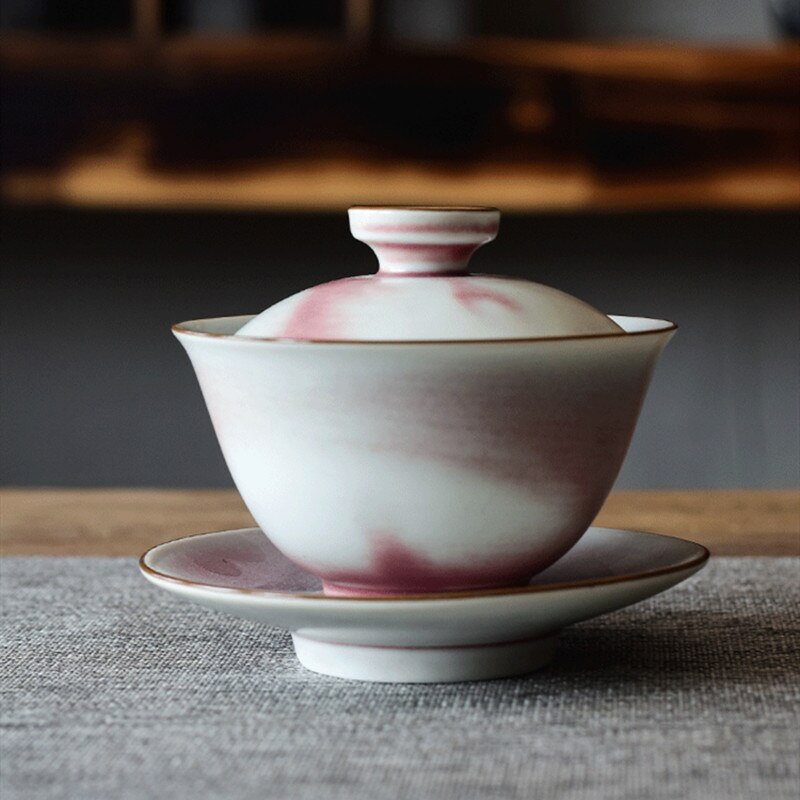 Retro Coarse Pottery Kiln Gaiwan Hand Made Ceramic Tea Bowl Tureen Drinkware Decorations Home Decor Tea Ceremony