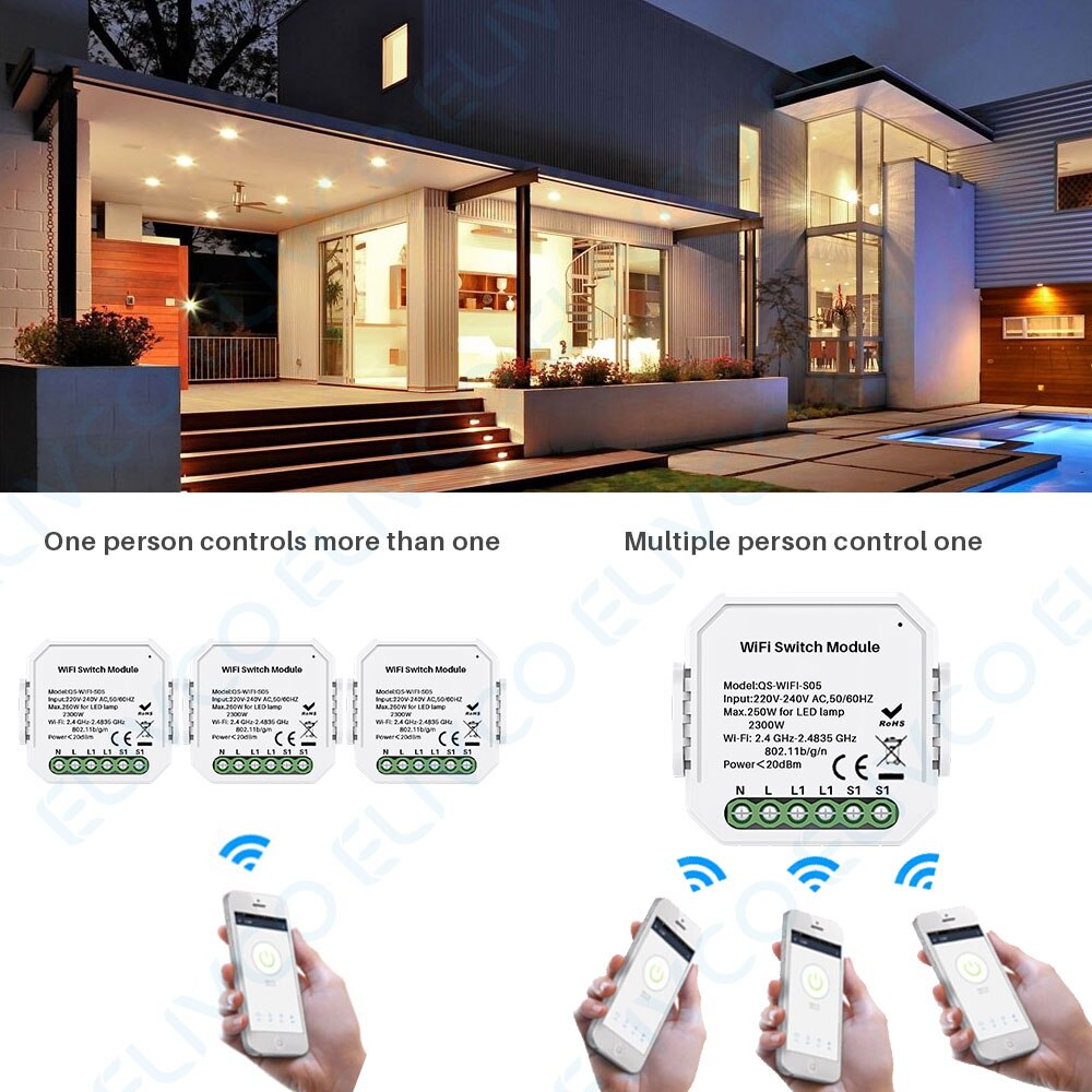 Wifi Smart Switch Module 1 Gang/2 Gang Two Way 10A 2300W Tuya Smart Leven App Afstandsbediening groep Controle Timer Werkt Met Alexa