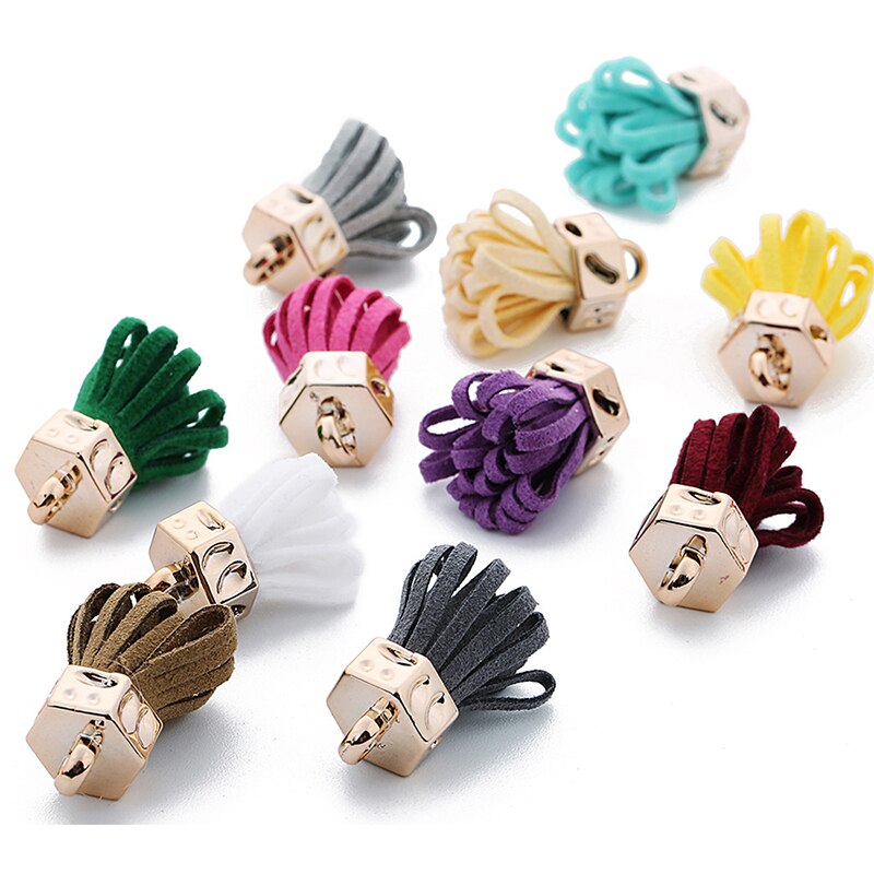 Pendentif pompon Vintage en cuir suédé de 25mm, pour bricolage, résultats de bijoux artisanaux, boucles d&#39;oreilles, accessoires, ornements porte-clés, 10 pièces/lot