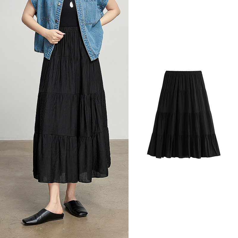 Toyouth kvinders sommernederdel med paraply  p8520066: L / Sort